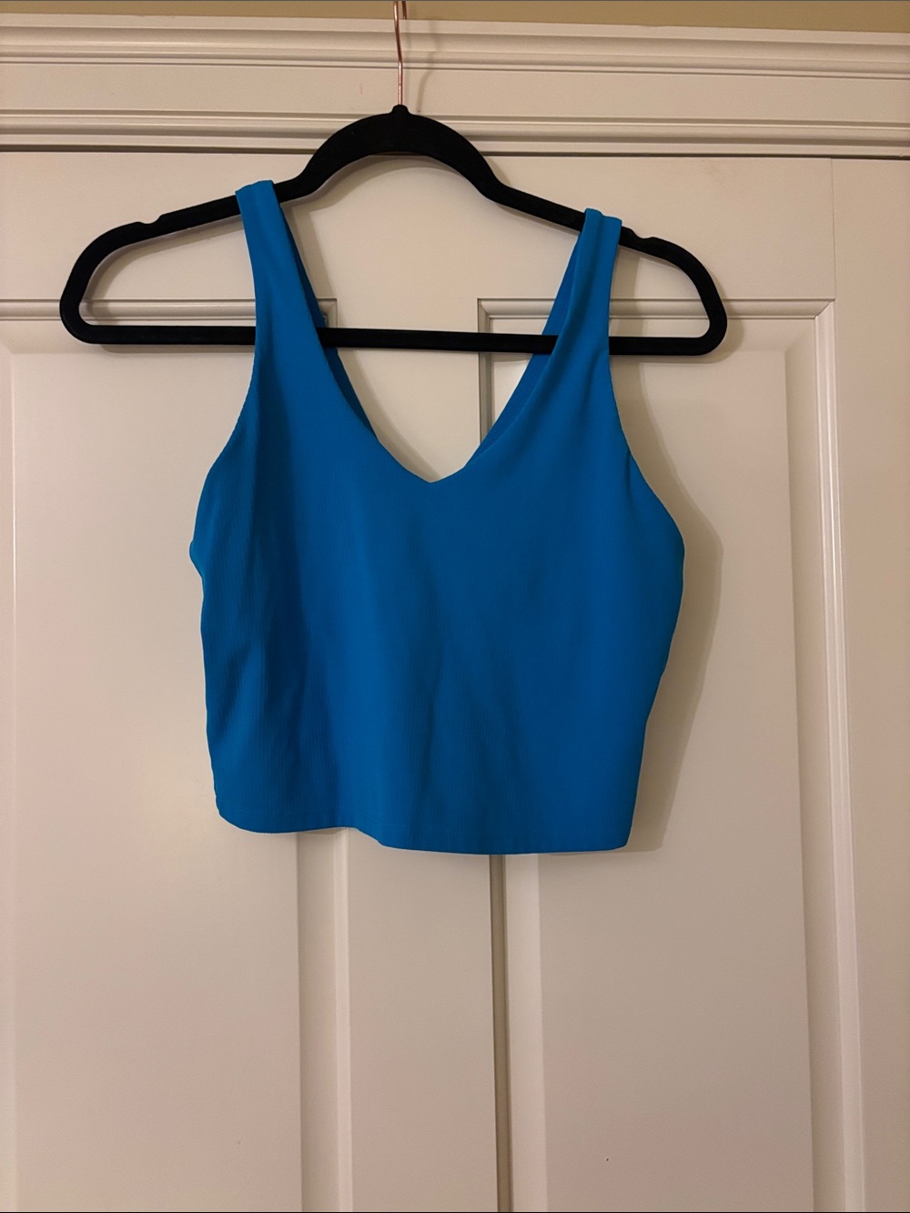 Blue V-Neck Crop Tank Top